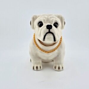 Bobble Head Bulldog With Chain Car Ornament for Desk Dashboard Decoration